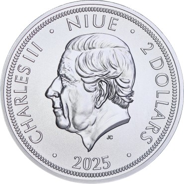 Срібна монета 1oz Чеський Лев 2 долари 2025 Ніуе