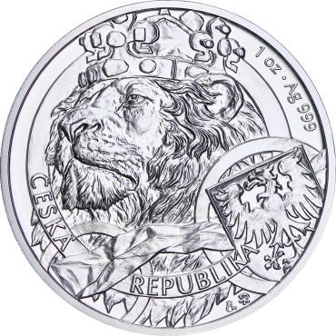Срібна монета 1oz Чеський Лев 2 долари 2025 Ніуе