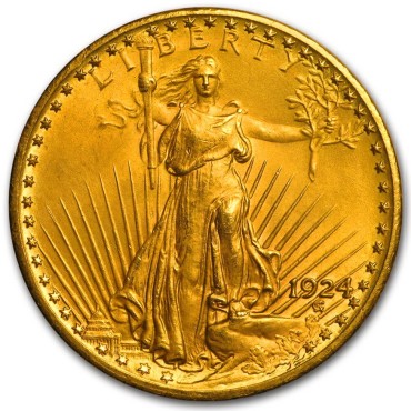 Золотая монета 20 долларов 1924 США