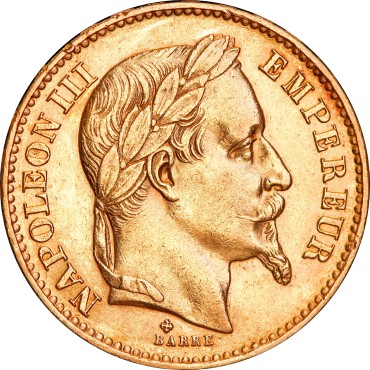 Золота монета Наполеон III 20 франків 1868 Франція