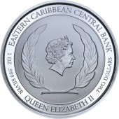 Серебряная монета 1oz Сент-Китс и Невис 2 доллара 2019 Восточные Карибы