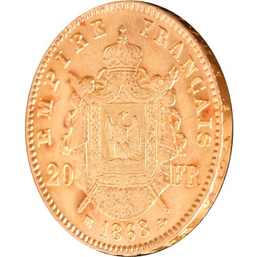 Золота монета Наполеон III 20 франків 1868 Франція