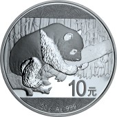 Серебряная монета 30g Китайская Панда 10 юань 2016 Китай