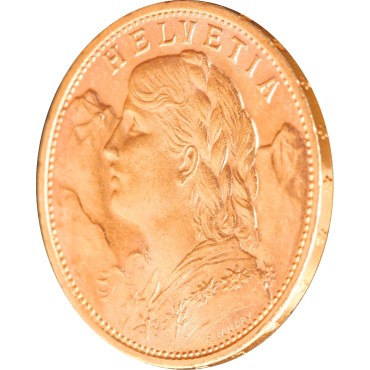 Золотая монета Гельвеция 20 франков 1916 Швейцария