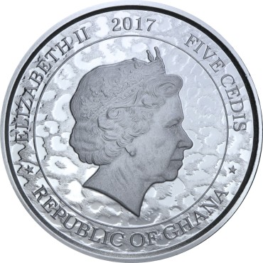 Серебряная монета 1oz Африканский Леопард 5 седи 2017 Гана
