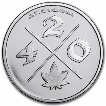Серебряный раунд 1oz Каннабис "Лист 420" США