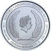 Серебряная монета 1oz Ангилья 2 доллара 2018 Восточные Карибы