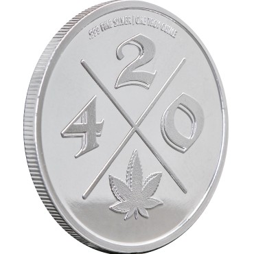 Серебряный раунд 1oz Каннабис "Лист 420" США