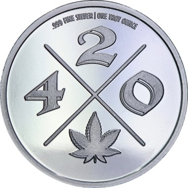 Серебряный раунд 1oz Каннабис "Лист 420" США