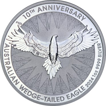 Срібна монета 1oz Клинохвостий Орел "10-річчя" 1 долар 2024 Австралія