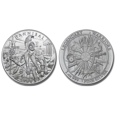 Срібний раунд 1oz Легендарні Воїни: Ганнібал США