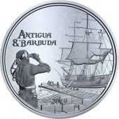 Серебряная монета 1oz Антигуа и Барбуда 2 доллара 2019 Восточные Карибы
