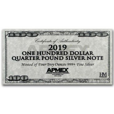 Серебряная банкнота 4oz "100 долларов" 2019 США