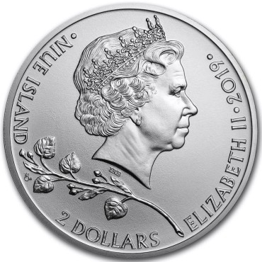 Серебряная монета 1oz Лев Чешская Республика 2 доллара 2019 Ниуэ