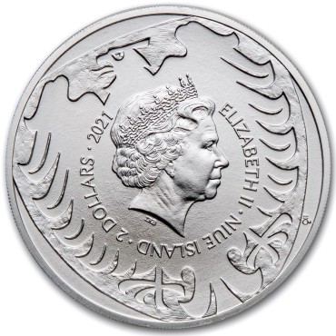 Серебряная монета 1oz Лев Чешская Республика 2 доллара 2021 Ниуэ