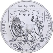 Срібна монета 1oz Лев Чеська Республіка 2 долара 2020 Ніуе