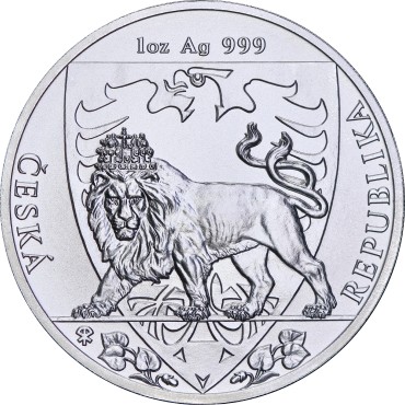 Серебряная монета 1oz Лев Чешская Республика 2 доллара 2020 Ниуэ