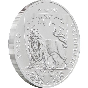 Серебряная монета 1oz Лев Чешская Республика 2 доллара 2020 Ниуэ