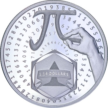 Серебряная монета 1oz Число ПИ 3,14 долларов 2024 Соломоновы Острова