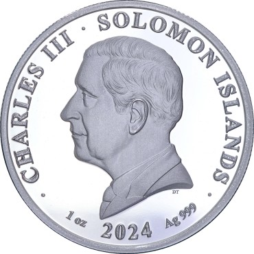 Серебряная монета 1oz Число ПИ 3,14 долларов 2024 Соломоновы Острова