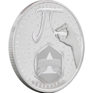 Серебряная монета 1oz Число ПИ 3,14 долларов 2024 Соломоновы Острова