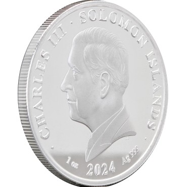 Серебряная монета 1oz Число ПИ 3,14 долларов 2024 Соломоновы Острова