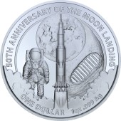 Серебряная монета 1oz 50 лет Высадке на Луну 1 доллар 2019 Австралия