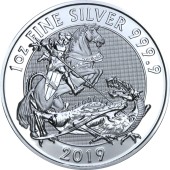 Срібна монета 1oz Святий Георгій та Дракон 2 фунта 2019 Великобританія