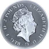 Серебряная монета 1oz Святой Георгий и Дракон 2 фунта 2019 Великобритания