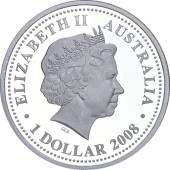 Серебряная монета 1oz Год Тигра 2010 1 доллар 2008 Австралия