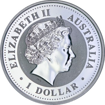 Серебряная монета 1oz Год  Кролика 1 доллар 1999 Австралия (позолота)