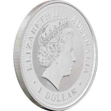 Серебряная монета 1oz Год  Кролика 1 доллар 1999 Австралия (позолота)