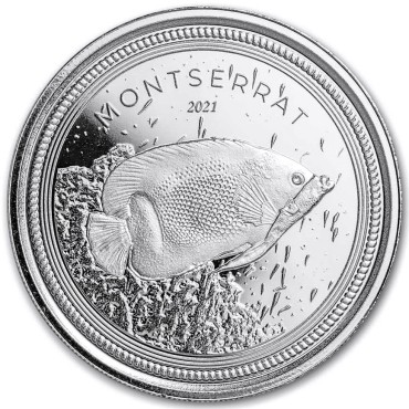 Срібна монета 1oz Монтсеррат 2 долара 2021 Східні Кариби