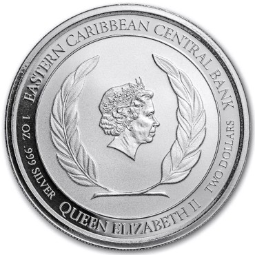 Срібна монета 1oz Монтсеррат 2 долара 2021 Східні Кариби