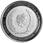 Серебряная монета 1oz Монтсеррат 2 доллара 2022 Восточные Карибы