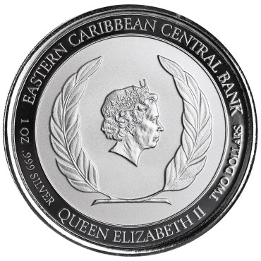 Срібна монета 1oz Монтсеррат 2 долара 2022 Східні Кариби