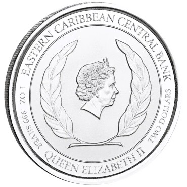 Срібна монета 1oz Монтсеррат 2 долара 2022 Східні Кариби