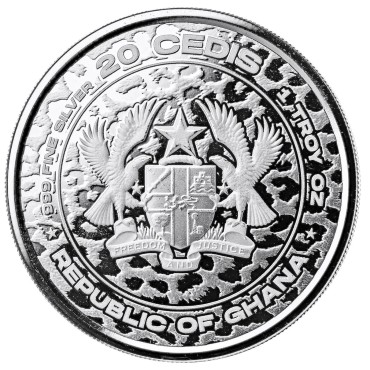 Срібна монета 1oz Африканський Леопард 20 седі 2023 Гана