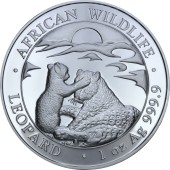Серебряная монета 1oz Леопард 100 шилингов 2019 Сомали