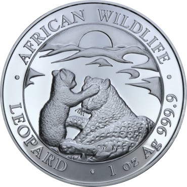 Серебряная монета 1oz Леопард 100 шилингов 2019 Сомали