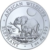 Серебряная монета 1oz Слон 100 шилингов 2011 Сомали
