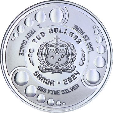 Срібна монета 1oz Космічна Битва Прибульців 2 долари 2024 Самоа