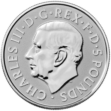 Серебряная монета 2oz Пантера "Королевские Звери Тюдоров" 5 фунтов 2025 Великобритания