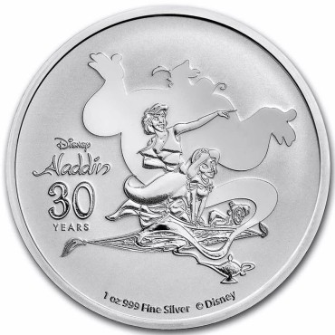 Серебряная монета 1oz Аладдин 30 Лет 2 доллара 2022 Ниуэ