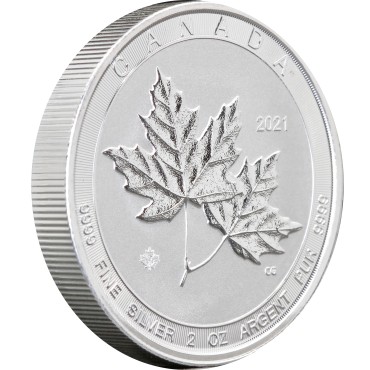 Срібна монета 2oz Подвійний Кленовий Лист 10 доларів 2021 Канада