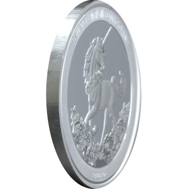 Срібна монета 1oz Єдиноріг 2019 Китай (25th Anniversary Restrike)