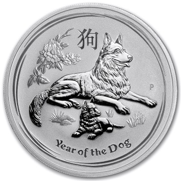Серебряная монета 1oz Год собаки 1 доллар 2018 Австралия