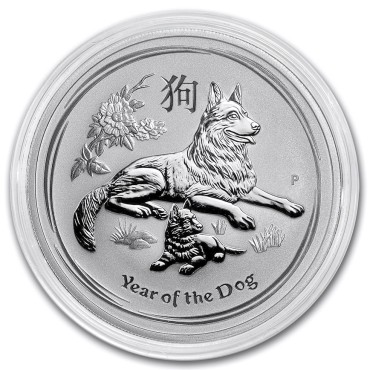 Серебряная монета 1oz Год собаки 1 доллар 2018 Австралия