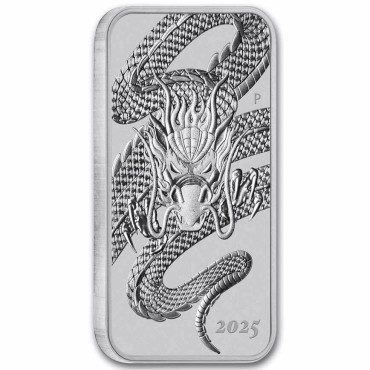 Серебряная монета 1oz Прямоугольный Дракон 1 доллар 2025 Австралия