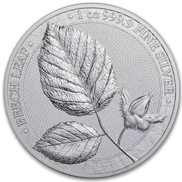 Серебряный раунд 1oz Лист Бука 5 марок 2023 Германия